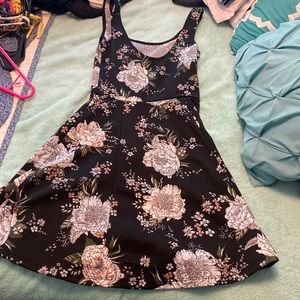 Black & Floral Print Dress